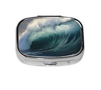 Pilulier compact avec motif imprimé « Big Waves in The Sea » - Pour les voyages et l'utilisation quotidienne