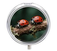 Pilulier compact rond à 3 compartiments, pilulier de voyage portable en forme de coccinelle, pour médicaments quotidiens pour homme et femme