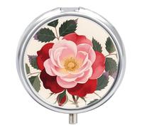 Pilulier compact rond à 3 compartiments, pilulier de voyage portable rose rouge pilulier pour médicaments quotidiens pour homme et femme