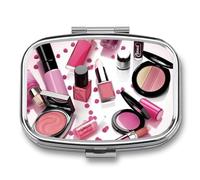 Pilulier cosmétique moderne pour femme, 2 compartiments, pilulier portable pour poche ou sac à main, organiseur décoratif en métal pour médicaments et vitamines