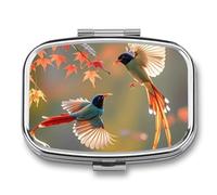 Pilulier coucou en métal élégant avec 2 compartiments, organiseur de médicaments fin et portable pour sac à main, poche, voyage