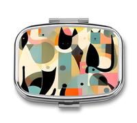 Pilulier d'art moderne du milieu du siècle en forme de chat mignon - Pilulier pour médicaments - Pilulier quotidien - Petite boîte à pilules pour poche de sac à main