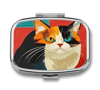 Pilulier d'art moderne en forme de chat - Joli pilulier - Pilulier pour médicaments - Pilulier quotidien - Petit pilulier pour poche de sac à main