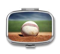 Pilulier de baseball avec 2 compartiments, pilulier carré portable, pilulier de vitamines pour poche, sac à main et voyage