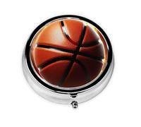 Pilulier de basket-ball rétro avec miroir - Petite boîte à pilules à 3 compartiments pour sac à main ou poche de voyage - Boîte décorative en métal pour médicaments et vitamines - Cadeau unique