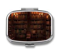 Pilulier de bibliothèque à 2 compartiments pour sac à main ou poche Mini pilulier en métal carré pour médicaments quotidiens pour contenir des vitamines, de l'huile de poisson