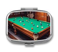 Pilulier de billard à 2 compartiments, pilulier portable pour poche ou sac à main, organiseur décoratif en métal pour médicaments et vitamines