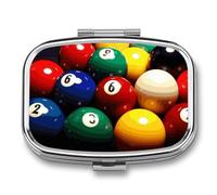 Pilulier de billard coloré avec 2 compartiments, pilulier carré portable, pilulier de vitamines pour poche, sac à main et voyage
