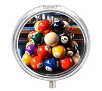 Pilulier de billard coloré rond portable et étanche pour voyage, sac à main et pratique au quotidien