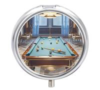 Pilulier de billard de voyage pour sac à main, organiseur de médicaments hebdomadaire avec miroir, 3 compartiments ronds, pilulier portable pour le quotidien