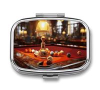 Pilulier de billard portable à 2 compartiments - Pilulier de poche pour médicaments et vitamines - Pour homme et femme