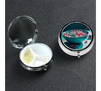 Pilulier de céréales coloré portable en métal à 3 compartiments - Joli pilulier de voyage - Organisateur de vitamines pour sac à main, poche, cadeau de voyage