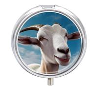 Pilulier de chèvre pour poche, rond, 3 compartiments, décoratif, portable, pilulier de voyage, organisateur de vitamines, mini pilulier