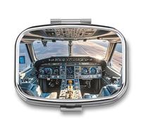 Pilulier de cockpit d'avion à 2 compartiments pour sac à main ou poche Mini pilulier en métal pour médicaments quotidiens pour contenir des vitamines, de l'huile de poisson