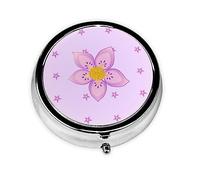 Pilulier de forme ronde, 3 compartiments, pilulier portable, distributeur de pilules à cinq pétales fleurs violettes