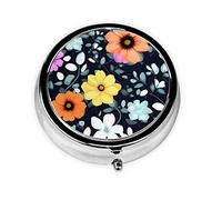 Pilulier de forme ronde, 3 compartiments, pilulier portable, distributeur de pilules, belles fleurs colorées