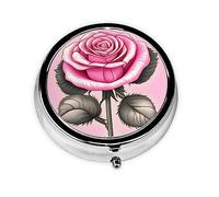 Pilulier de forme ronde, 3 compartiments, pilulier portable, distributeur de pilules, belles roses roses