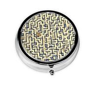 Pilulier de forme ronde, 3 compartiments, pilulier portable, distributeur de pilules, carte au trésor labyrinthe