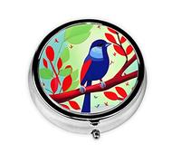 Pilulier de forme ronde, 3 compartiments, pilulier portable, distributeur de pilules en feuille d'oiseau