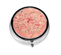 Pilulier de forme ronde, 3 compartiments, pilulier portable, distributeur de pilules en forme de cœur et fleurs
