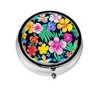 Pilulier de forme ronde, 3 compartiments, pilulier portable, distributeur de pilules, fleurs colorées