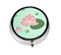 Pilulier de forme ronde, 3 compartiments, pilulier portable, distributeur de pilules, fleurs de lotus qui attendent de fleurir