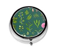 Pilulier de forme ronde, 3 compartiments, pilulier portable, distributeur de pilules, fleurs et plantes