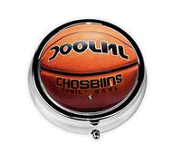 Pilulier de forme ronde, 3 compartiments, pilulier portable, distributeur de pilules, fond de basket-ball