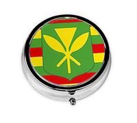 Pilulier de forme ronde, 3 compartiments, pilulier portable, distributeur de pilules hawaïen, drapeau hawaïen