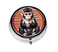Pilulier de forme ronde, 3 compartiments, pilulier portable, distributeur de pilules le singe silencieux