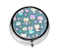 Pilulier de forme ronde, 3 compartiments, pilulier portable, distributeur de pilules mignon petit renard