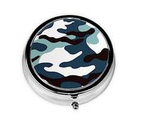 Pilulier de forme ronde, 3 compartiments, pilulier portable, distributeur de pilules motif camouflage marine