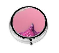 Pilulier de forme ronde, 3 compartiments, pilulier portable, distributeur de pilules, plage de sable rose