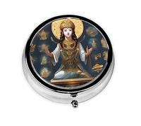 Pilulier de forme ronde, 3 compartiments, pilulier portable, distributeur de pilules statue de Dieu