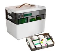 Pilulier de grande capacité : tiroir portable pour tablettes à trois niveaux, conteneur de rangement de bureau, support pour médicaments résistant à l'humidité | Coiffeuse salle de bain, camping