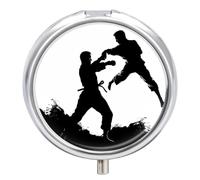 Pilulier de kickboxing à 3 compartiments - Organiseur de médicaments de voyage 3 fois par jour - Organisateur de vitamines portable avec miroir - Petite boîte à pilules pour sac à main et poche - Joli