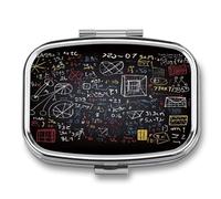 Pilulier de mathématiques et de physique - Organiseur de médicaments portable compact - Petite boîte à médicaments en métal pour sac à main - Pilulier de poche - 2 compartiments