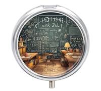 Pilulier de mathématiques scolaire à 3 compartiments, petit pilulier personnalisé avec miroir, pilulier portable pour poche ou sac à main, pilulier rond contenant des cadeaux de voyage, porte-pilules