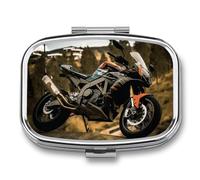 Pilulier de moto sport avec 2 compartiments, pilulier carré portable, pilulier de vitamines, pour poche, sac à main et voyage