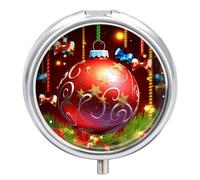 Pilulier de Noël à 3 compartiments - Petit pilulier rond en métal pour sac à main