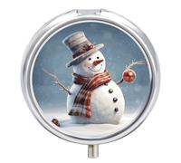 Pilulier de Noël amusant avec bonhomme de neige rond portable et étanche - Organiseur de poche pour sac à main et commodité quotidienne
