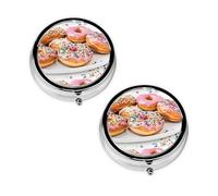 Pilulier de Noël imprimé beignets 3 compartiments, portable pour poche ou sac à main, pilulier décoratif en métal pour médicaments et vitamines, cadeau unique