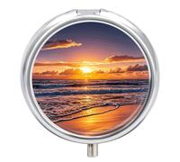 Pilulier de plage, coucher de soleil, vagues - Pilulier hebdomadaire - Petit pilulier pour sac à main