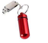 Pilulier de poche avec porte-clés - pilulier portable | Pilulier en métal résistant à l'eau pour sac à main, voyage et camping en plein air | Petit pilulier avec porte-clés pour médicaments