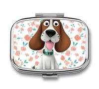 Pilulier de poche carré amusant en forme de chien à 2 compartiments - Décoratif et portable - Pilulier de voyage - Organiseur de vitamines