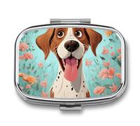 Pilulier de poche carré amusant en forme de chien à 2 compartiments - Décoratif et portable - Pilulier de voyage - Organiseur de vitamines