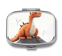 Pilulier de poche carré amusant en forme de dragon à 2 compartiments, décoratif, portable, pour voyage, tablette, vitamines, mini pilulier