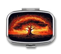 Pilulier de poche étanche - Portable - Arbre de vie brûlant - Pour poche, sac à main, médicaments