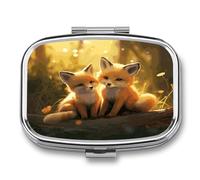Pilulier de poche étanche portable avec renard mignon pour poche, sac à main, organiseur de médicaments