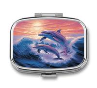 Pilulier de poche étanche - Portable - Motif dauphins - Pour poche, sac à main, médicaments